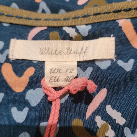 White Stuff Women's Short Sleeve Alice Jersey Midi Dress Size 12 Blue Casual NEW - Picture 9 of 11